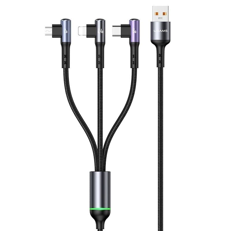 USAMS US-SJ561 U80 3IN1 Right-angle 66W Fast Charging &amp; Data Cable