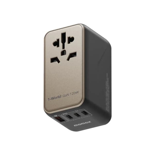 Momax 1-World 120W GaN Universal 4-Ports Travel Charger with 100W USB-C to USB-C Cable