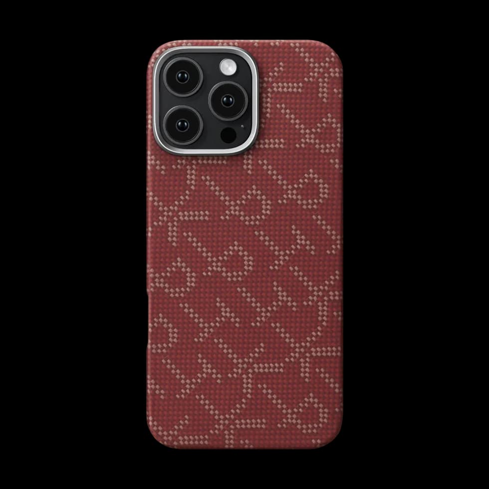 Pitaka Gold Red Classic Monogram Tactile Woven Case for iPhone 16 Pro & 16 Pro Max