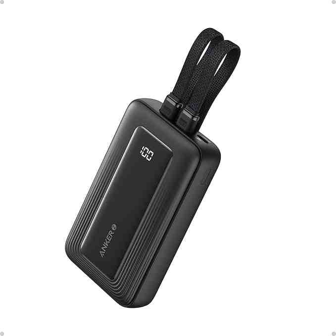 Anker Zolo Power Bank 10000mAh 30W Max Fast Portable Charger with Built-in USB-C and MFi Certified Lightning Cables