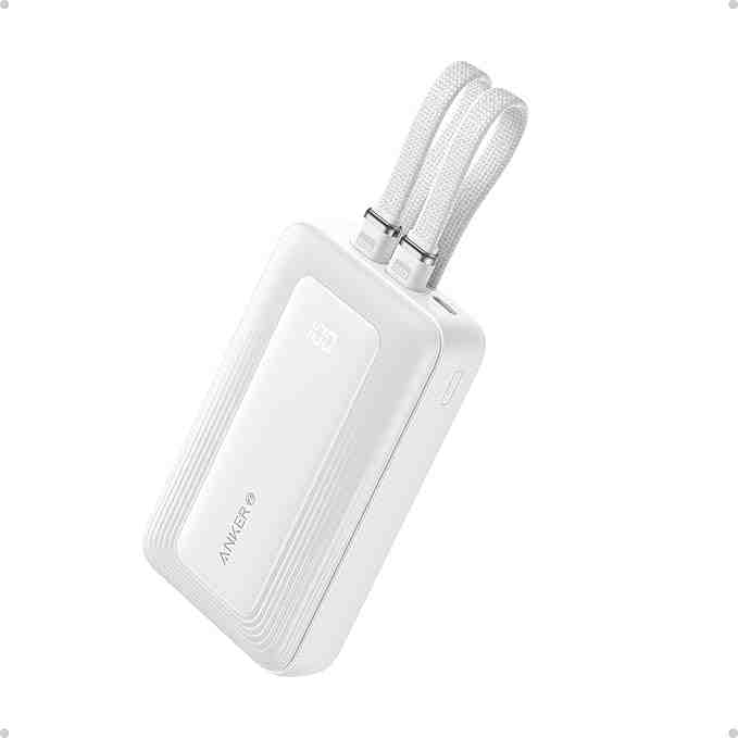 Anker Zolo Power Bank 10000mAh 30W Max Fast Portable Charger with Built-in USB-C and MFi Certified Lightning Cables
