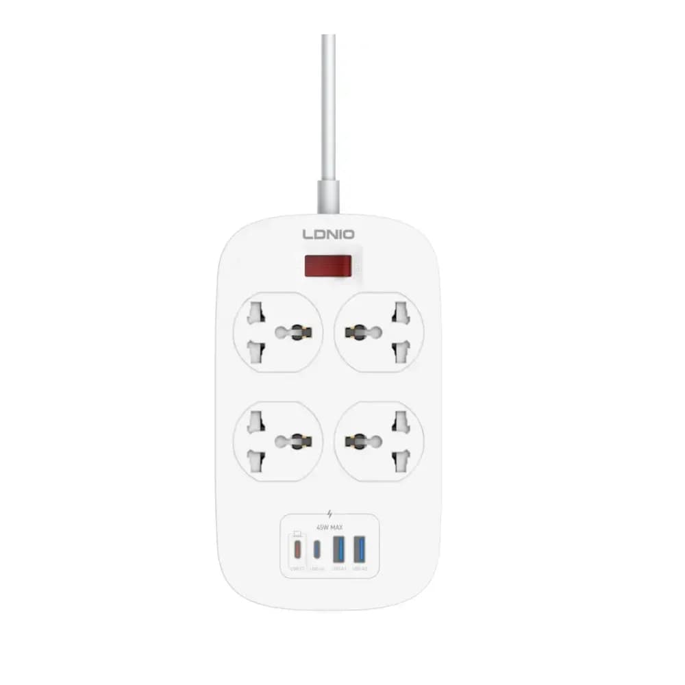 LDNIO SC4407C Universal Outlet 45W USB Power Strip with 4 AC outlets