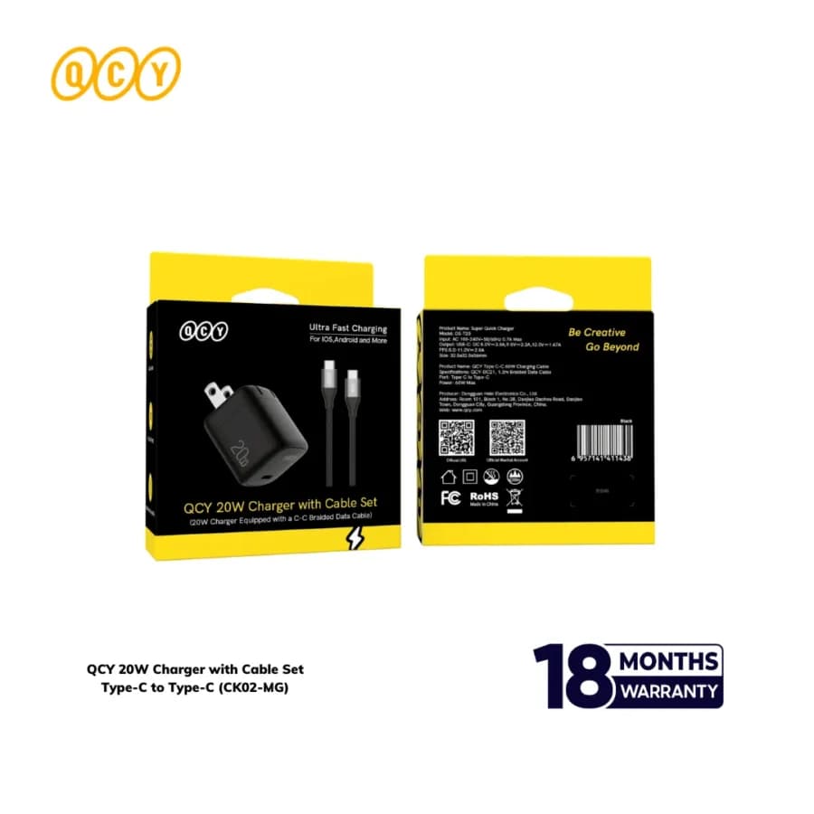 QCY CK02-MG 20W Charger Set Type-C to Type-C