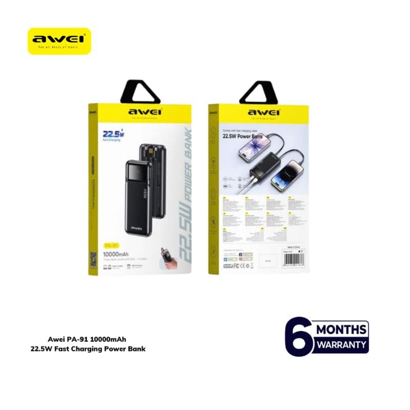 Awei PA-91 10000mAh 22.5W Power Bank Price in BD
