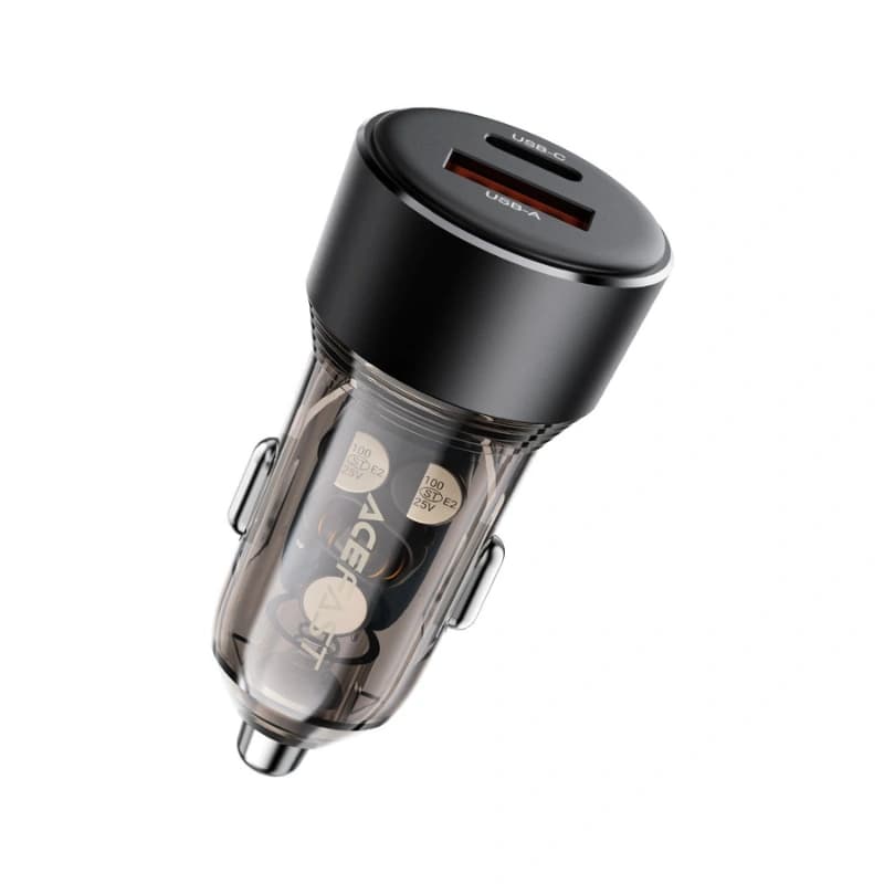 ACEFAST B12 Car Charger 60W – Dual Port USB-A & USB-C Fast Charging Car Power Adapter