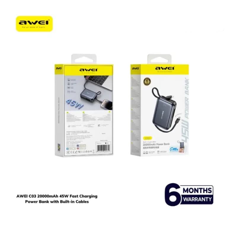 AWEI C03 20000mAh 45W Fast Charging Power Bank