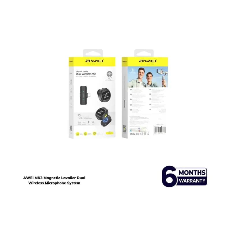 AWEI MK3 Magnetic Lavalier Dual Wireless Microphone System