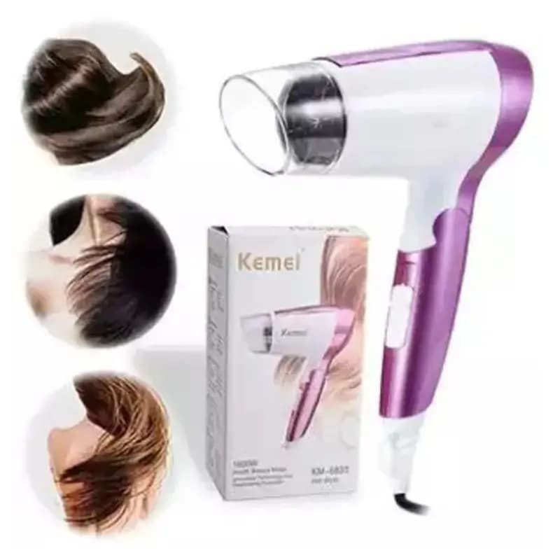 Kemei KM-6833 1600W Foldable Hair Dryer for Travel