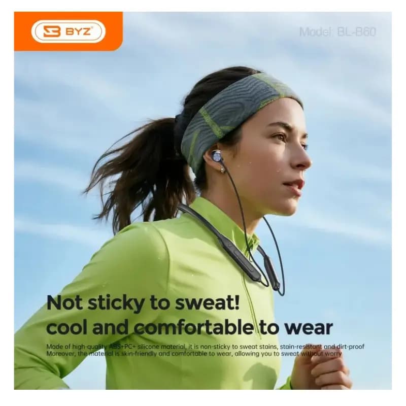 BYZ BL-B60 Bluetooth Neckband Headphones with Magnetic Earbuds