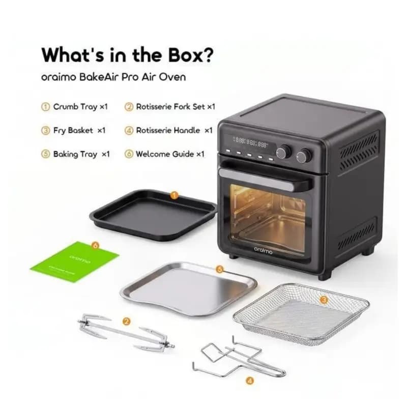 Oraimo BakeAir Pro 8-in-1 20L Air Fryer Oven With Rotisserie
