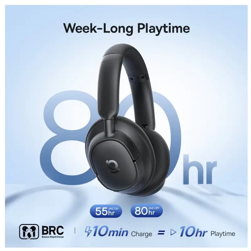 Baseus BH1 Wireless Bluetooth Headphones with 40mm Drivers & 80Hr Battery