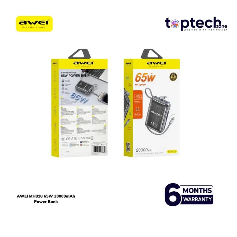 Awei MH818 20000mAh 65W Fast Charging Power Bank