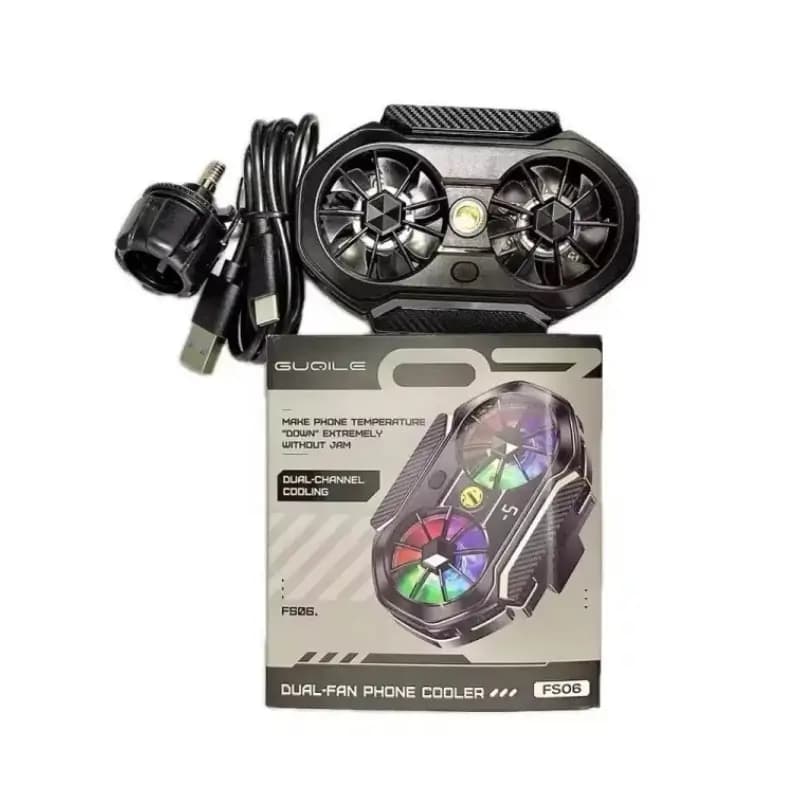 GUQILE FS06 Dual Cooling Phone Cooler with RGB Light & Digital Display