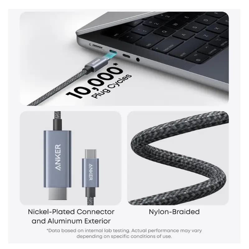 Anker Nano USB-C to HDMI Cable 6 ft Braided 4K 60Hz Ultra HD Connectors