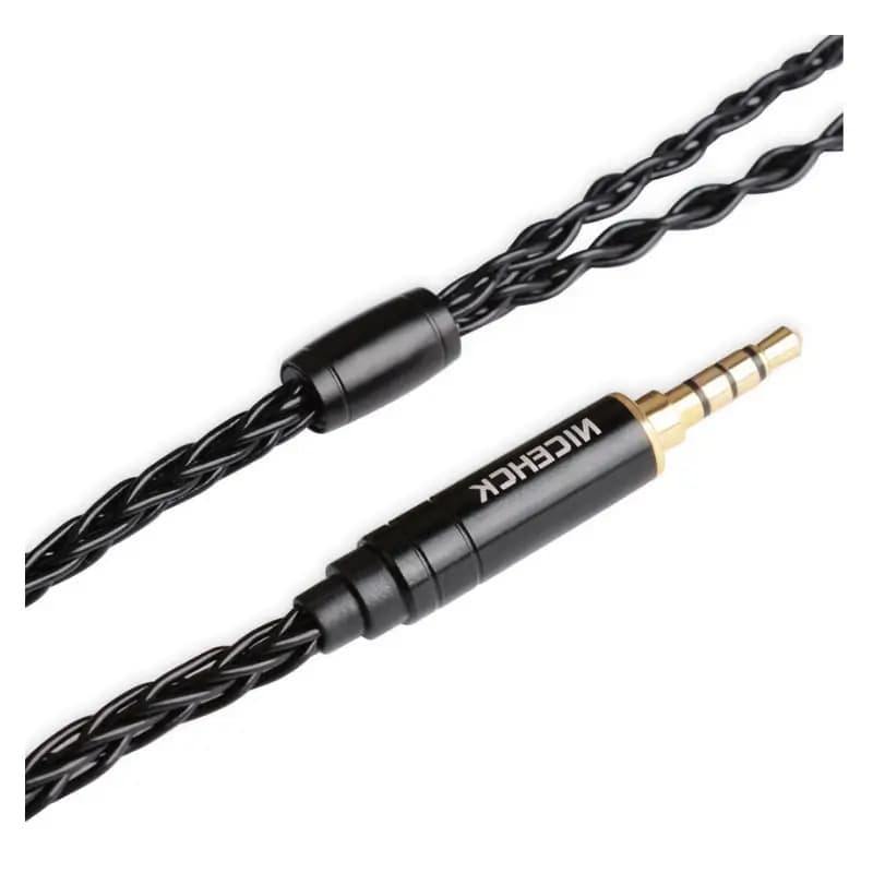NICEHCK Black Wheat 8-Core Silver-Plated 2-Pin Microphone Cable