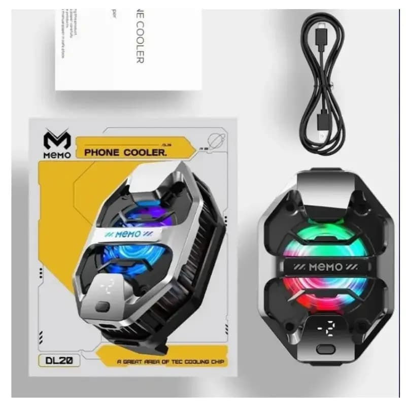 MEMO DL20 RGB Mobile Cooling Fan with 27W Semiconductor Chip and -12°C Cooling