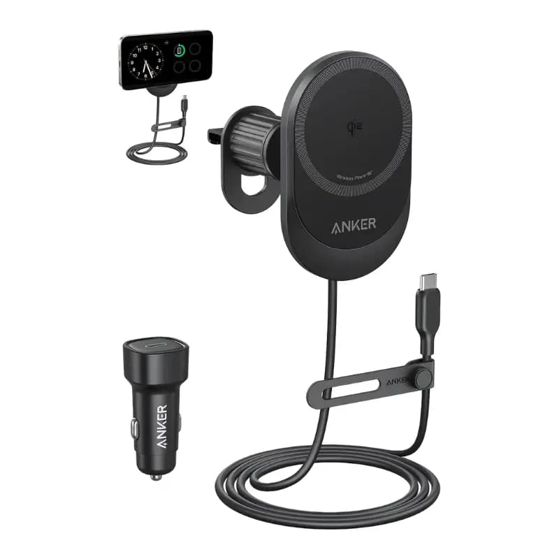 Anker B2932 MagGo 15W Magnetic Wireless Car Charger with Built-In USB-C Cable