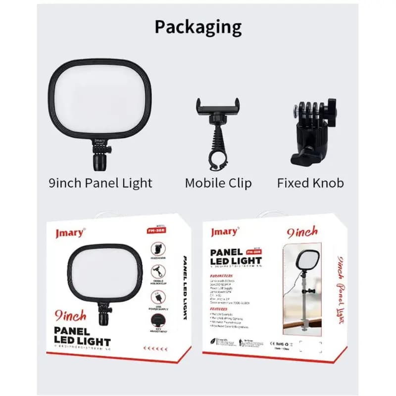 Jmary FM-58R 9-Inch LED Panel Light for Video and Photography