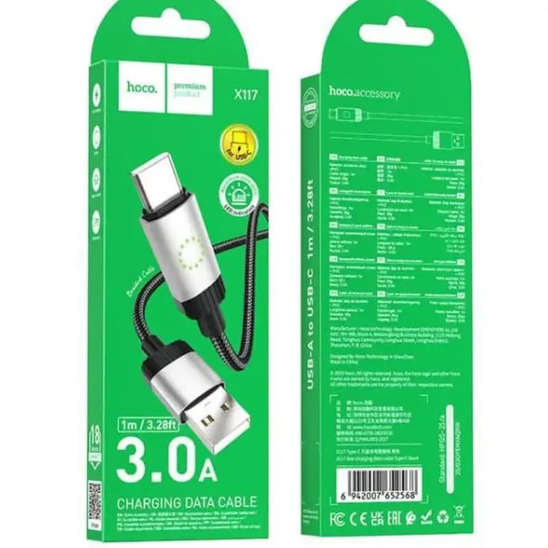 Hoco X117 1m Type-C to Type-C Cable with 60W PD Fast Charging & Braided Build