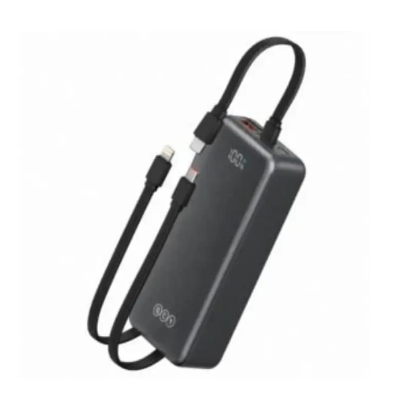 QCY Pulse PB30B 30000mAh Power Bank with 3 Built-In Cables