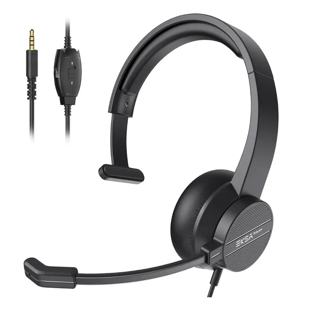 EKSA Telecom H15 Professional Wired Mono Headset With 270° Rotatable Mic
