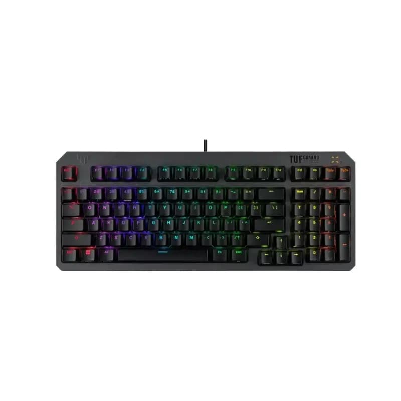 Close-up of per-key RGB lighting on ASUS TUF K3 Gen II