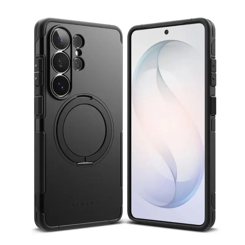 Close-up of 360° rotating kickstand on phone case
