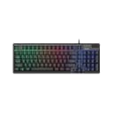 Close-up of Rapoo V50S-98 backlit keys and anti-conflict design