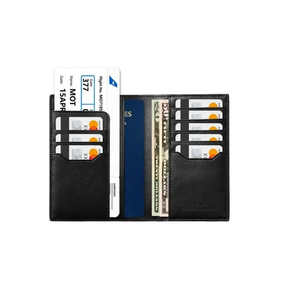 Close-up of RFID blocking layer inside passport wallet