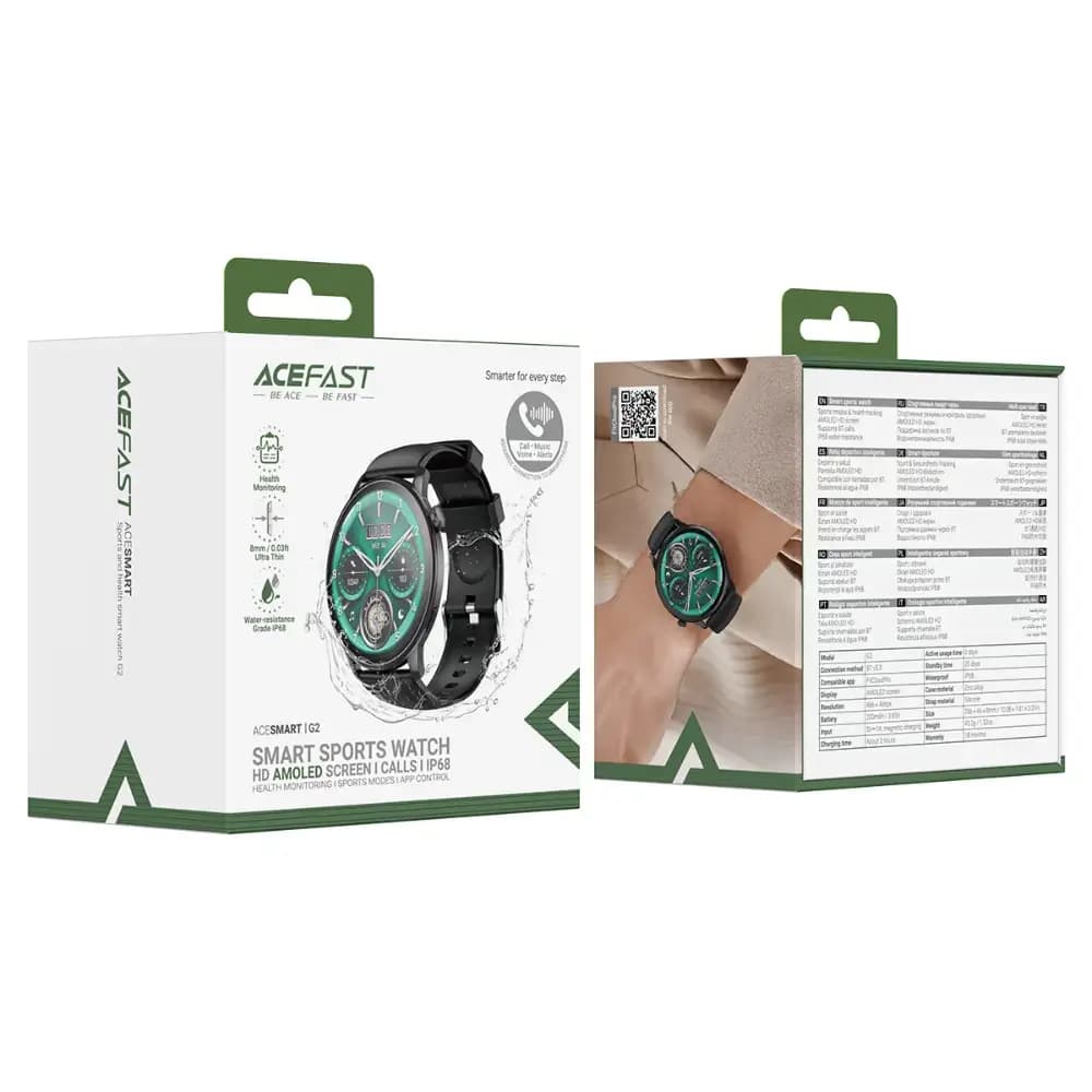 ACEFAST G2 smart watch front view with AMOLED display