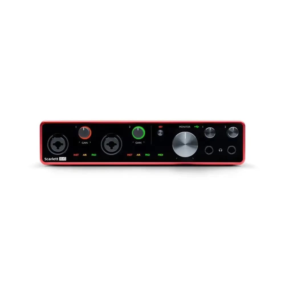 Scarlett 8i6 Gain Halos and Air Mode controls close-up