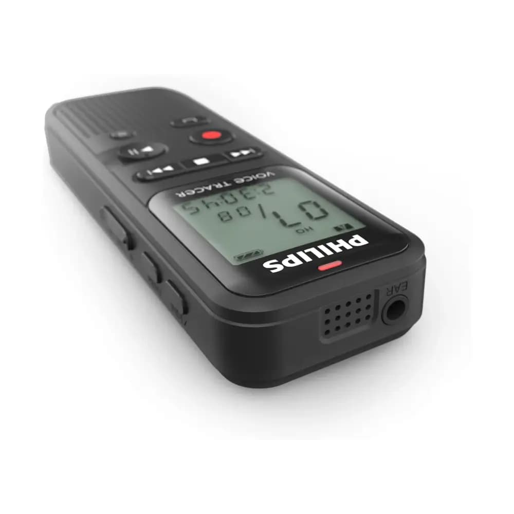 Black Philips DVT1160 digital voice recorder front view