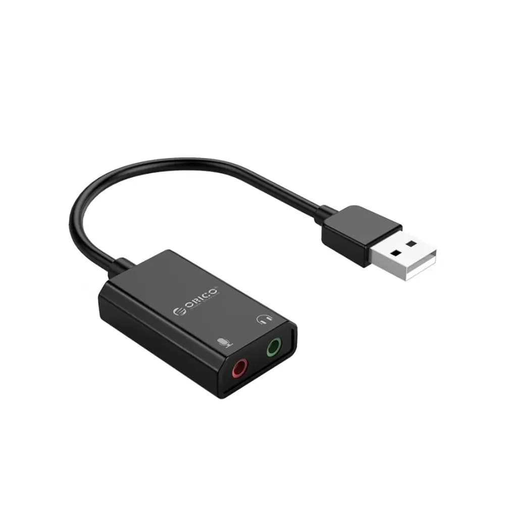 Orico SKT2 black USB 2.0 external sound card front view