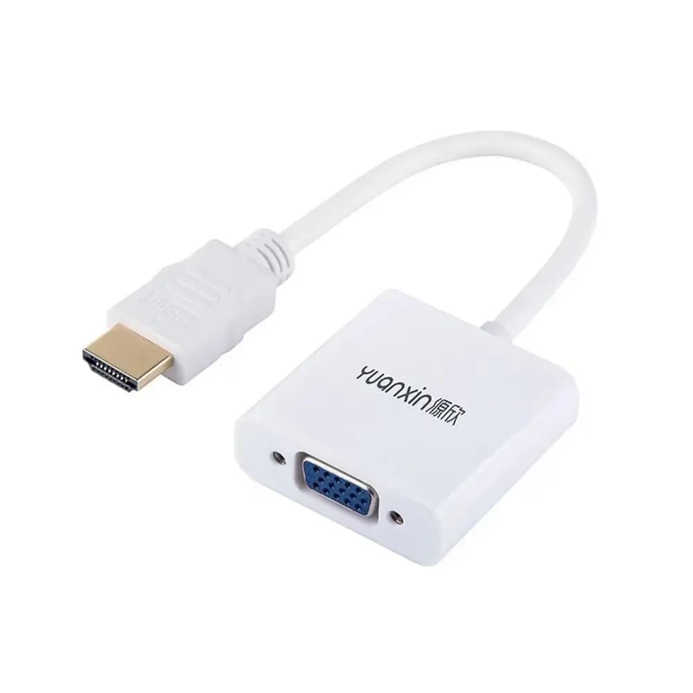 Close-up of HDMI male and VGA female ports on YHV-011