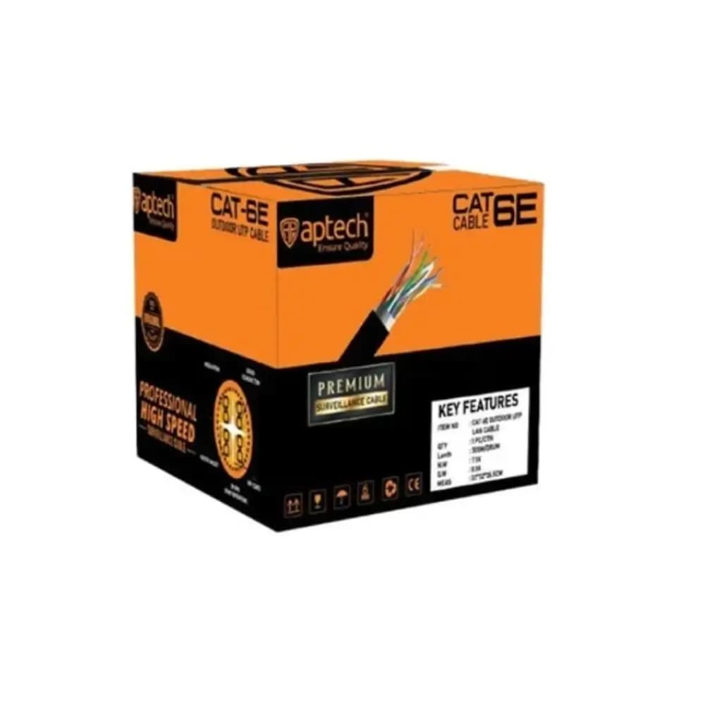Aptech Cat 6E 305 meter outdoor UTP cable roll