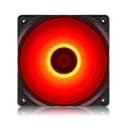 Four bright red LEDs glowing on the Deepcool RF 120 R case fan