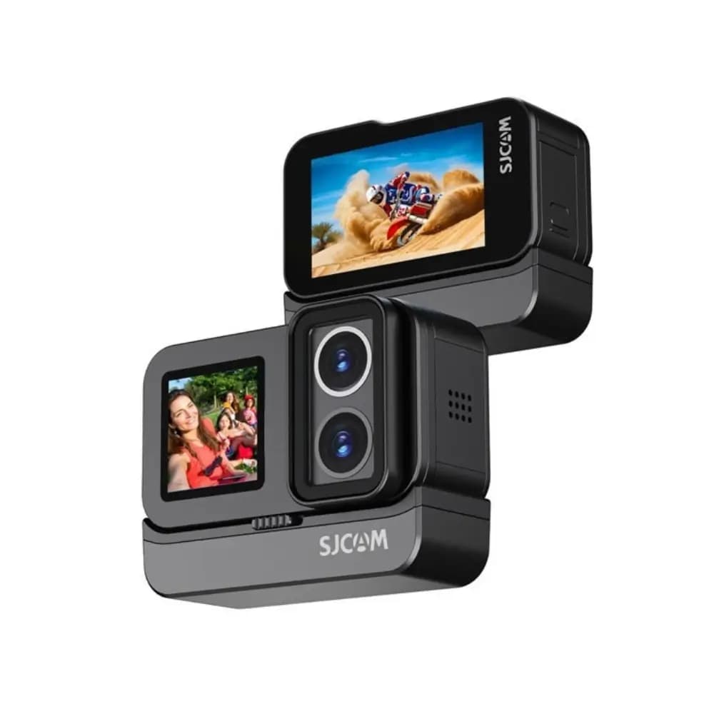 SJCAM SJ20 dual lens WiFi action camera front view with dual screens