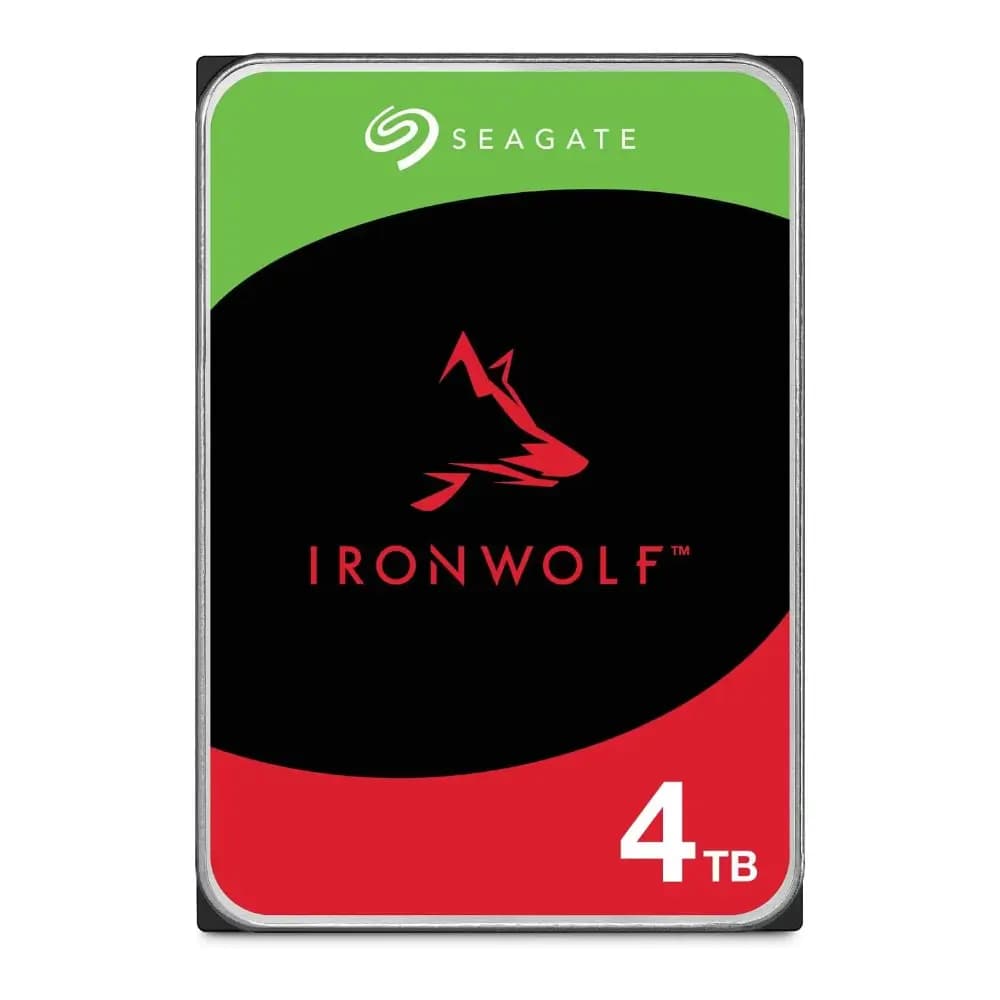 Close-up of the Seagate IronWolf SATA connector and drive label