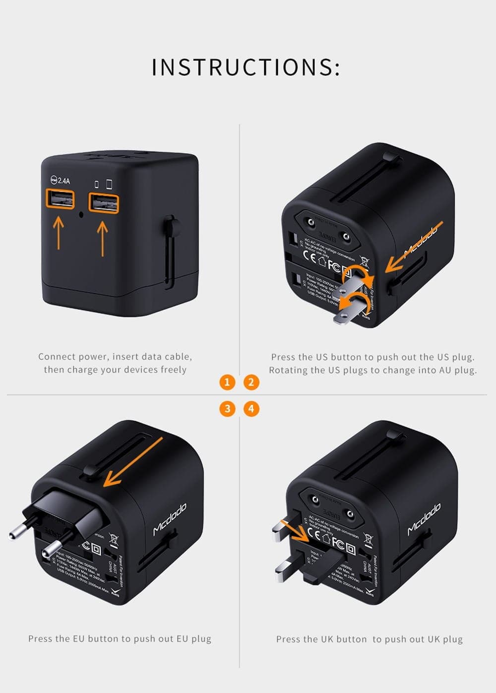 Mcdodo CP-4380 Travel Adapter Mcdodo CP-4380 Travel Adapter