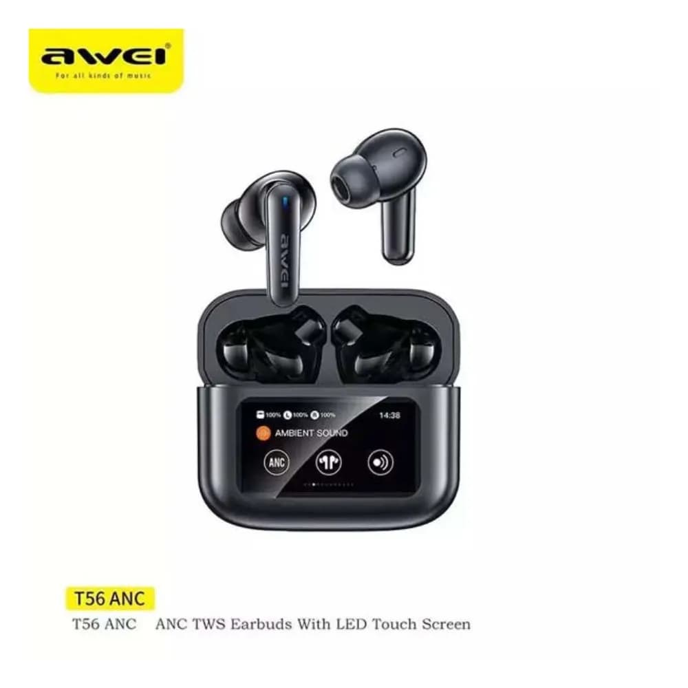 Awei T56 ANC Earbuds With LED Display ( 6 months warranty ) Awei T56 ANC Earbuds With LED Display ( 6 months warranty )