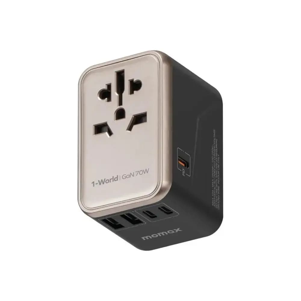 Momax 1-World 70W GaN 5 Ports Universal Travel Charger (UA8A) Momax 1-World 70W GaN 5 Ports Universal Travel Charger (UA8A)
