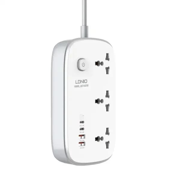 Ldnio SC3416 Power Strip 65W 3 Sockets With 4 Port Charger Ldnio SC3416 Power Strip 65W 3 Sockets With 4 Port Charger