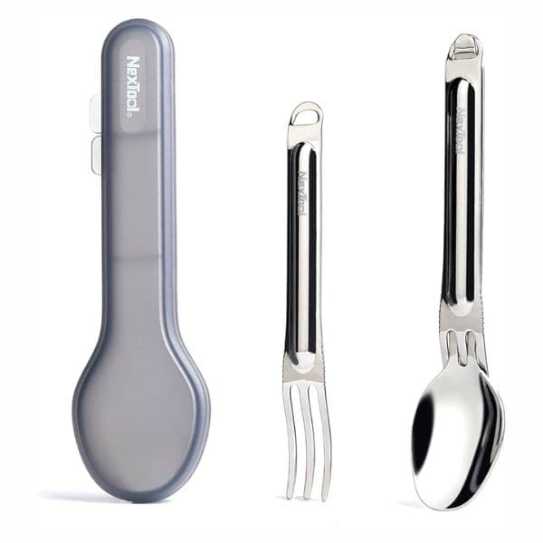 NexTool Outdoor Pure Titanium Spork and Spoon Reusable Camping Utensil Set with Case NexTool Outdoor Pure Titanium Spork and Spoon Reusable Camping Utensil Set with Case