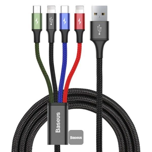 Baseus 4 in 1 Rapid Series Cable 2x Lightning, Type-C & Micro USB Baseus 4 in 1 Rapid Series Cable 2x Lightning, Type-C & Micro USB