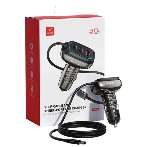 XUNDD XDCH-080 30W 3-Port Car Charger Adapter XUNDD XDCH-080 30W 3-Port Car Charger Adapter