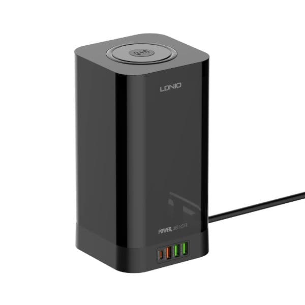 LDNIO SEW4485 Multiple 2500w Tower Power Strip 32W USB Output With Wireless Charging LDNIO SEW4485 Multiple 2500w Tower Power Strip 32W USB Output With Wireless Charging