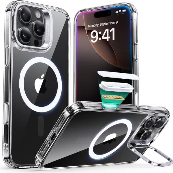 ESR HaloLock Classic Hybrid Case (Camera Control, Stash Stand), Compatible with iPhone 16 Series Clear ESR HaloLock Classic Hybrid Case (Camera Control, Stash Stand), Compatible with iPhone 16 Series Clear