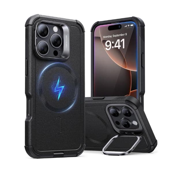 ESR Cyber Tough Case with Stash Stand for iPhone 16 Pro / 16 Pro Max (HaloLock) ESR Cyber Tough Case with Stash Stand for iPhone 16 Pro / 16 Pro Max (HaloLock)