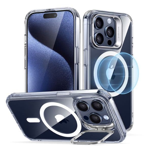 ESR Classic Hybrid Case iPhone 15 Pro/15 Pro Max with Stash Stand Set (HaloLock) Clear ESR Classic Hybrid Case iPhone 15 Pro/15 Pro Max with Stash Stand Set (HaloLock) Clear