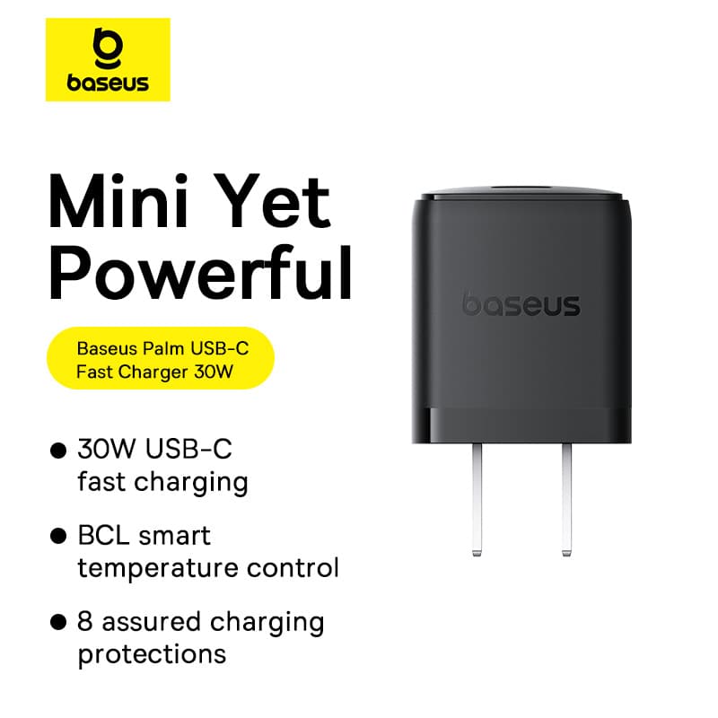 Baseus Charger Palm Series 30W PD Fast Charger 1x Type-c Baseus Charger Palm Series 30W PD Fast Charger 1x Type-c